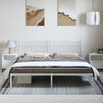 Metal Bed Frame without Mattress with Headboard White 183x213cm 373745