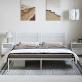 Metal Bed Frame without Mattress with Headboard White 183x213cm 373745