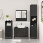 ZNTS 3 Piece Bathroom Furniture Set Black Engineered Wood 3301050