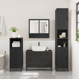 ZNTS 3 Piece Bathroom Furniture Set Black Engineered Wood 3301050