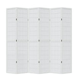 Room Divider 6 Panels White Solid Wood Paulownia 358796
