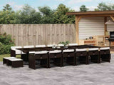 17 Piece Garden Dining Set with Cushions Brown Poly Rattan 3211185