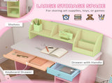 Two-Piece Kids Desk and Chair Set with Storage, for Ages 5-8 Years - Pink T3398P347723