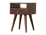 Solid Wood Mini Chestnut Bedside, 1 Drawer and Open Shelf, Dark Brown B2743P402928