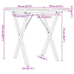 ZNTS Dining Table X-Frame 70x70x75.5 cm Solid Wood Pine and Steel 3282759