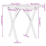 ZNTS Dining Table X-Frame 70x70x75.5 cm Solid Wood Pine and Steel 3282759