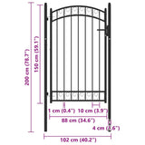 Fence Gate with Arched Top Steel 100x150 cm Black 146370