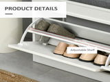 Shoe Storage Bench with Flip Drawers, Shoe Cabinet with Seat Cushion and Adjustable Shelf for T3398P341260