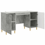Desk with Door Concrete Grey 142.5 x 50 x 75 cm Engineered Wood 3414597