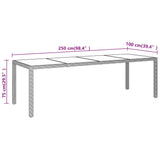 Garden Table with Glass Top Brown Poly Rattan 310595