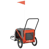 Pet Bike Trailer Orange and Grey Oxford Fabric and Iron 93893