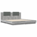 ZNTS Bed Frame with LED without Mattress Grey Sonoma 160x200 cm 3210001