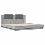 ZNTS Bed Frame with LED without Mattress Grey Sonoma 160x200 cm 3210001