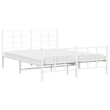 Metal Bed Frame without Mattress with Footboard White 150x200cm 355630