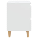 Bed Cabinet with Solid Pinewood Legs White 40x35x50 cm 805851