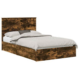 Storage Bed with Drawer Smoked Oak 120 x 190 cm Engineered Wood 3411233