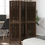 Room Divider 3 Panels Dark Brown Solid Wood Paulownia 358653