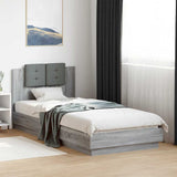 Bed Frame with Headboard Grey Sonoma 90x200 cm Engineered Wood 3209945