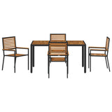 Garden Dining Set 5 pcs Black and Brown Poly Rattan 3365438