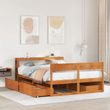 Bed Frame without Mattress Wax Brown 135x190 cm Double Solid Wood Pine 3306398