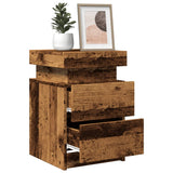 ZNTS Bedside Cabinets with LED 2 pcs Old Wood 35x39x55 cm Engineered Wood 857655