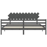 Bed Frame without Mattress Grey 200x200 cm Solid Wood 3195308