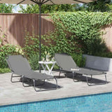 Folding Sun Lounger 2 pcs Grey 188 x 57 x 86.5 cm Polyester 42003149