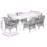 7 Piece Garden Dining Set with Cushions Grey Poly Rattan 3212192