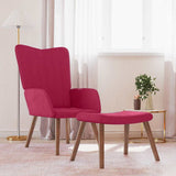Relaxing Chair with a Stool Wine Red Velvet 327671