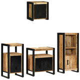 Bathroom Furniture Set 4 pcs Brown and Black Solid Mango Wood 3305638
