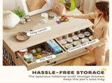 Dog Crate Furniture on Wheels, Dog Cage with 2 Drawers, Sliding Door, for Medium Large Dogs, Oak T3398P425266