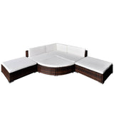 Garden Sofa Brown, Cream White PE Rattan, Powder-Coated Steel 41869