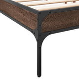 ZNTS Bed Frame Brown Oak 180x200 cm Super King Engineered Wood and Metal 845005