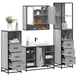 ZNTS 4 Piece Bathroom Furniture Set Grey Sonoma Engineered Wood 3301303