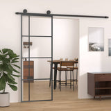 Sliding Door ESG Glass and Aluminium 76x205 cm Black 151678