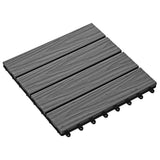 11 pcs Decking Tiles Deep Embossed WPC 30x30 cm 1 sqm Grey 45035