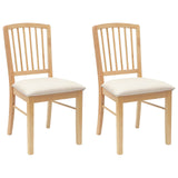 Dining Chairs 2 pcs Natural 50 x 52.5 x 91 cm Solid Rubber Wood 42020449