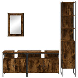 4 Piece Bathroom Furniture Set Smoked Oak Engineered Wood 3214807