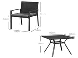 Five-Piece Garden Dining Set, with Rattan Seat Chairs and Cushions - Black T3398P317610