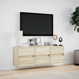 TV Wall Cabinet with LED Lights Sonoma Oak 130x31x45 cm 852301