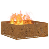 Fire Pit Brown 80 x 80 x 30 cm Weathering Steel 858929