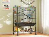 5 Tier Large Hamster Cage on Wheels with 17 cm Deep Tray, Storage Shelf for Syrian, Gerbil, Rats T3398P551586