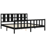 Bed Frame without Mattress Black 200x200 cm Solid Wood Pine 3192255