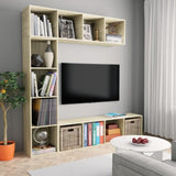 3 Piece Book/TV Cabinet Set Sonoma Oak 180x30x180 cm 278791