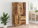 Highboard with Drawer 2 pcs Old Wood Engineered Wood and Glass 3415707