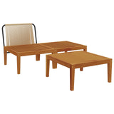 3 pcs Garden Lounge Set with Cushions Solid Acacia Wood & Rope 42022078