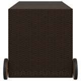 Garden Storage Box with Wheels Brown 283L Poly Rattan 365317