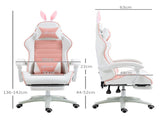 Racing Gaming Chair, Reclining PU Leather Computer Chair with Removable Rabbit Ears, Footrest, T3398P329883