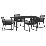 Garden Dining Set 5 pcs Black Powder-Coated Steel 3379313
