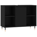 ZNTS 3 Piece Bathroom Furniture Set Black Engineered Wood 3190292